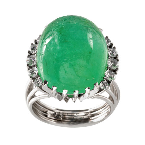 SMARAGD-BRILLANT-RING : (DOBIASCHOFSKY AUKTIONEN AG)