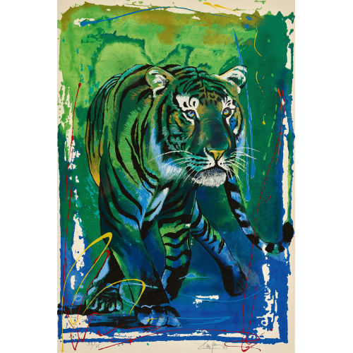 ROLF KNIE : 'Tiger stehend blau' (DOBIASCHOFSKY AUKTIONEN AG)