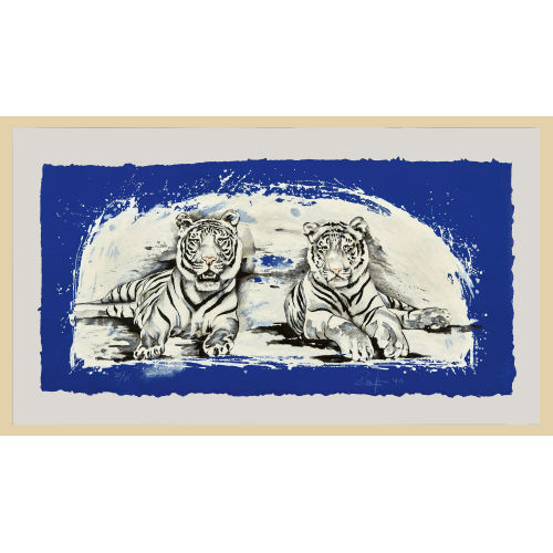 ROLF KNIE : 'White tigers on blue' (DOBIASCHOFSKY AUKTIONEN AG)