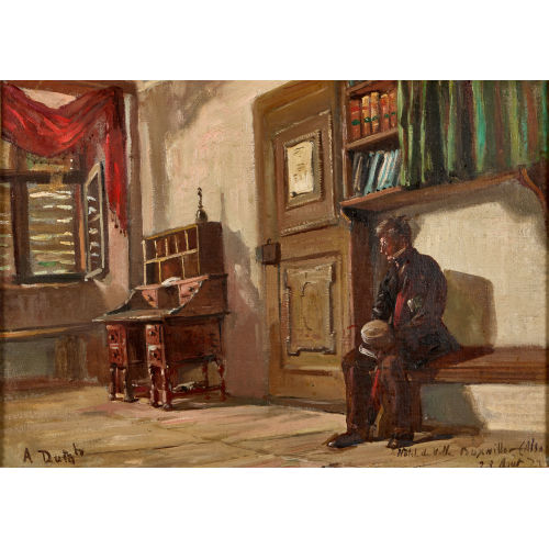 ALFRED DU MONT : Dans la salle d'attente (DOBIASCHOFSKY AUKTIONEN AG)