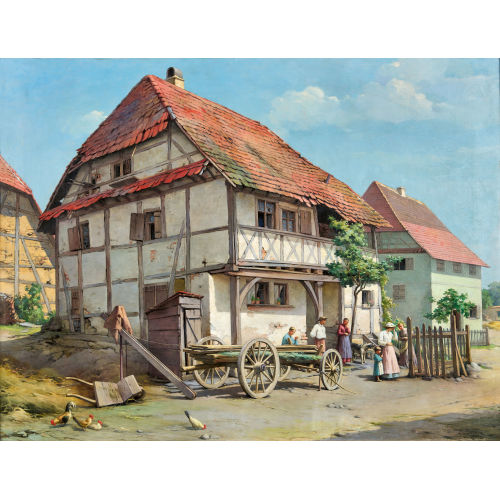 EMMANUEL BENNER : Ferme alsacienne ancienne anim�e (DOBIASCHOFSKY AUKTIONEN AG)