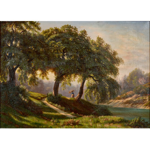 JEAN PHILIPPE GEORGE-JULLIARD : Sommerlicher Weg am Flussufer (DOBIASCHOFSKY AUKTIONEN AG)