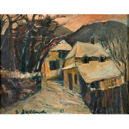 JOSEPH EDWARD DUVANEL : Winterliche Strasse mit H�usern (DOBIASCHOFSKY AUKTIONEN AG)