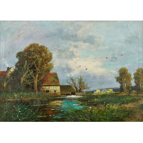 C. BREITNER : Bauernhof am Weiher (DOBIASCHOFSKY AUKTIONEN AG)