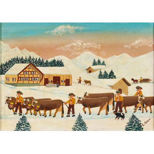 ERNST ROHNER : Alpabzug im Schnee (DOBIASCHOFSKY AUKTIONEN AG)