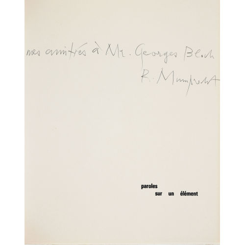 RUDOLF MUMPRECHT : 'Paroles sur un �l�ment' (DOBIASCHOFSKY AUKTIONEN AG)