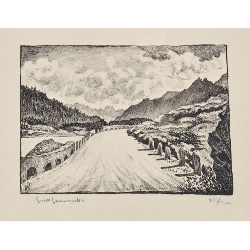 GIOVANNI GIACOMETTI : 'Strasse nach Maloja entlang dem Silsersee' (DOBIASCHOFSKY AUKTIONEN AG)