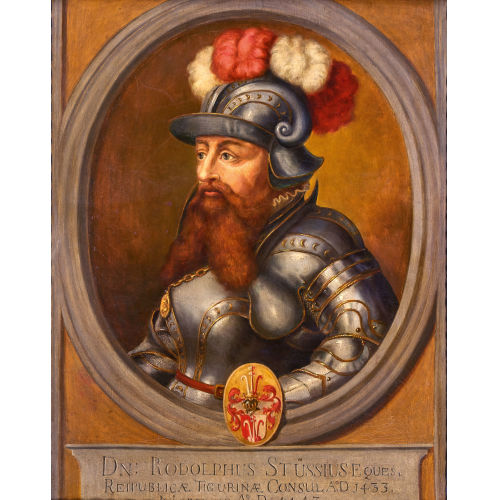 18./19. JH. SCHWEIZ : Brustbildnis von Rudolf St�ssi (vor 1408-1443) im Harnisch (DOBIASCHOFSKY AUKTIONEN AG)