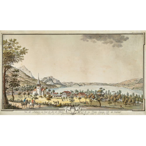 NIKOLAUS SPR�NGLIN : 'V�e de Leissiguen au haut du Lac de Thoune et de ces Beaux Environs C�t� du Couchant' (DOBIASCHOFSKY AUKTIONEN AG)