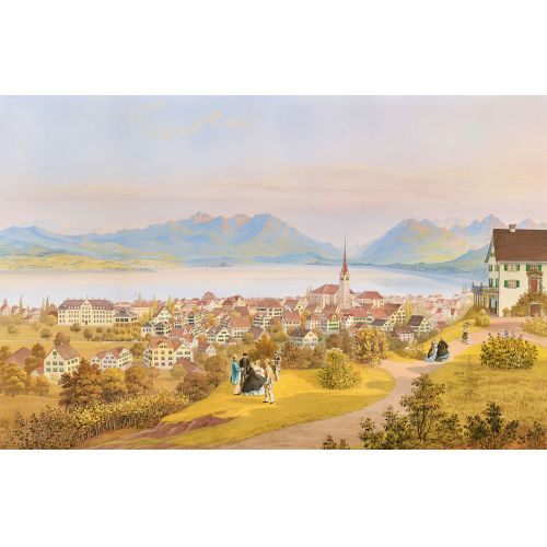 BLEULER MALSCHULE : Blick auf W�denswil mit Z�richsee (DOBIASCHOFSKY AUKTIONEN AG)