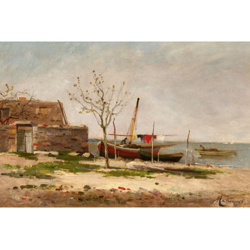 FRDRIC MARIUS MANIQUET : Fischerboote am Strand (DOBIASCHOFSKY AUKTIONEN AG)