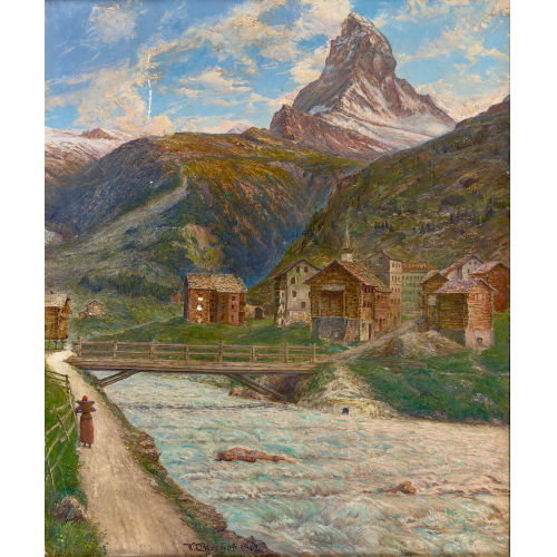 WILHELM BISCHOFF : Zermatt mit Matterhorn (DOBIASCHOFSKY AUKTIONEN AG)