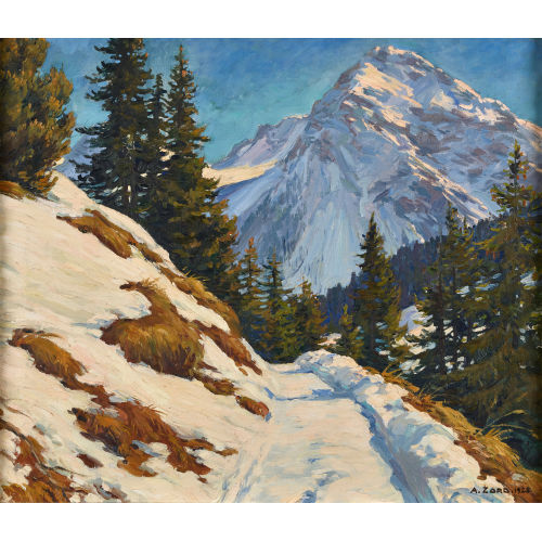 ARNOLD ZORD : Landschaft bei Arosa mit Furkah�rnern (DOBIASCHOFSKY AUKTIONEN AG)