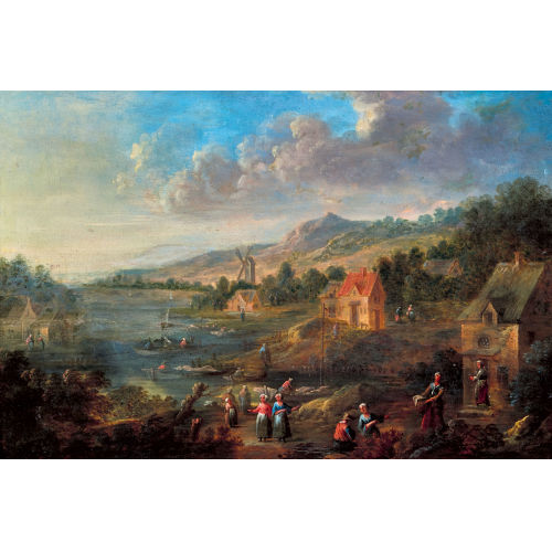 JAN I BRUEGHEL : Belebte Flusslandschaft (DOBIASCHOFSKY AUKTIONEN AG)