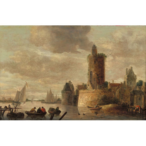 JAN JOSEFSZ. VAN GOYEN : Flusspartie mit Staffage (DOBIASCHOFSKY AUKTIONEN AG)
