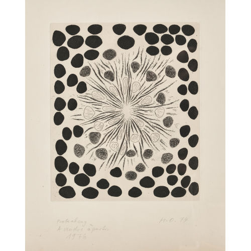 MERET OPPENHEIM : 'Steine - schwarze Tropfen, die zur Mitte hin verschwinden' (DOBIASCHOFSKY AUKTIONEN AG)