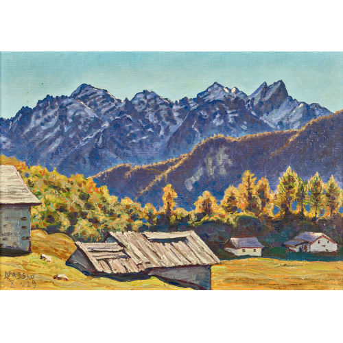 OSCAR NUSSIO : Sommerliche Berglandschaft im Unterengadin (DOBIASCHOFSKY AUKTIONEN AG)