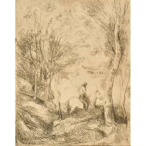 JEAN-BAPTISTE CAMILLE COROT : 'Le grand cavalier sous bois' (DOBIASCHOFSKY AUKTIONEN AG)