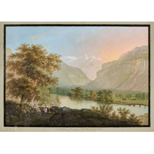 JOHANN LUDWIG BLEULER : 'Aussicht gegen Meiringen Haslethal, im Canton Bern' (DOBIASCHOFSKY AUKTIONEN AG)