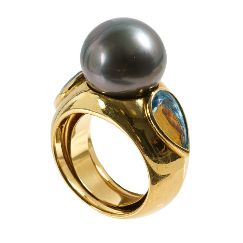 PERLEN-AQUAMARIN-RING : Frech, Z�rich (DOBIASCHOFSKY AUKTIONEN AG)