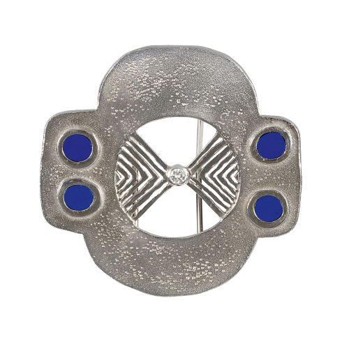 LAPISLAZULI-BRILLANT-BROSCHE : G�belin, Luzern (DOBIASCHOFSKY AUKTIONEN AG)
