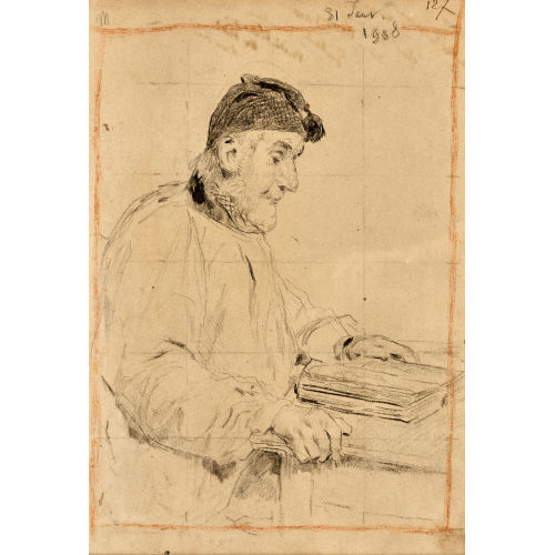 ALBERT ANKER : �lterer Mann mit Zipfelm�tze und Buch (DOBIASCHOFSKY AUKTIONEN AG)
