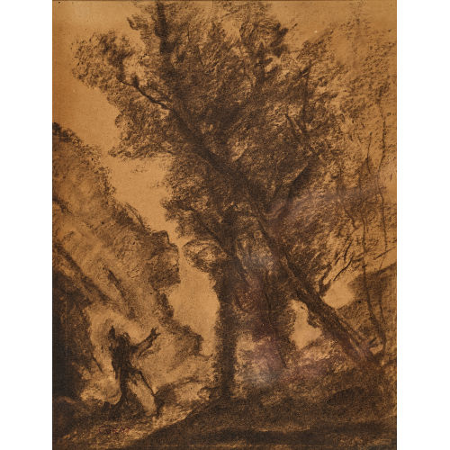 JEAN-BAPTISTE CAMILLE COROT : Paysage avec une femme agenouill�e (DOBIASCHOFSKY AUKTIONEN AG)