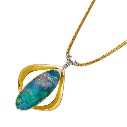OPAL-BRILLANT-ANH�NGER MIT KETTE : (DOBIASCHOFSKY AUKTIONEN AG)