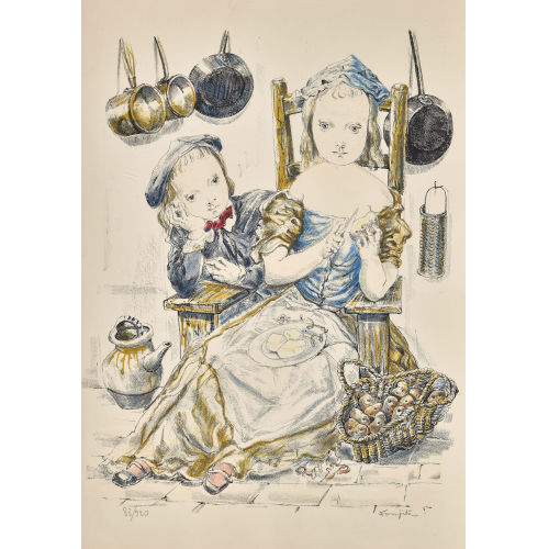 TSUGUHARU L�ONARD FOUJITA : � la cuisine (DOBIASCHOFSKY AUKTIONEN AG)