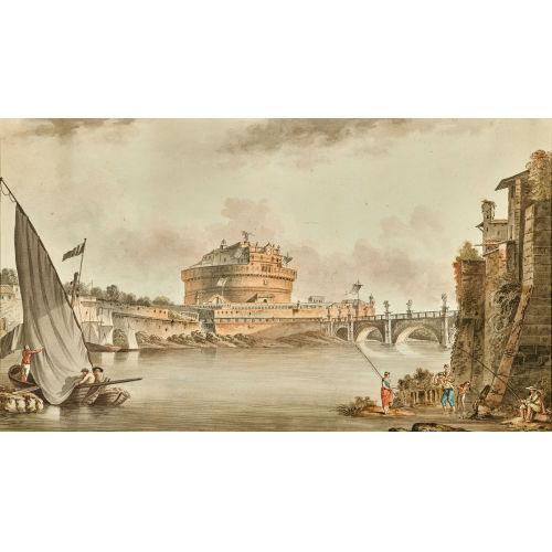 HUBERT ROBERT : Ansicht von Rom mit Engelsburg (DOBIASCHOFSKY AUKTIONEN AG)
