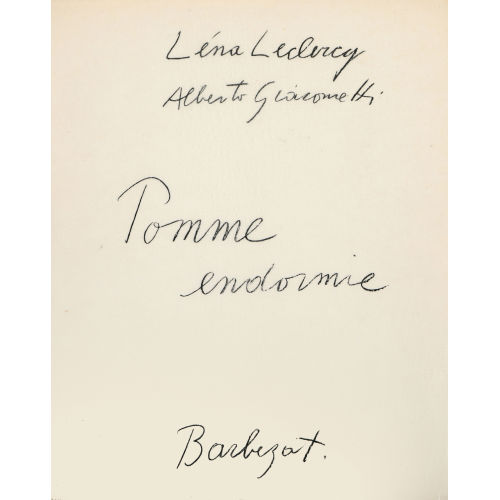 ALBERTO GIACOMETTI : L�na Leclercq: 'Pomme endormie' (DOBIASCHOFSKY AUKTIONEN AG)