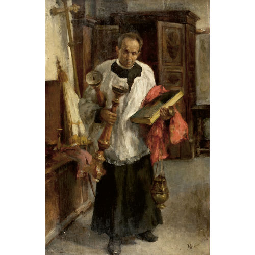 ALPHONS HOLLAENDER : Priester in der Sakristei (DOBIASCHOFSKY AUKTIONEN AG)