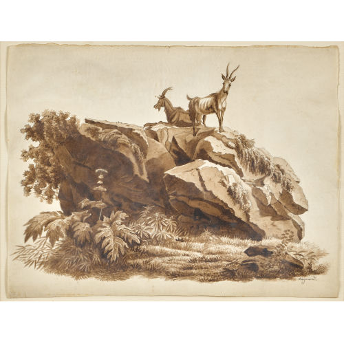 JOHANN JAKOB SIEGMUND : Steinbockpaar auf einem Felsblock (DOBIASCHOFSKY AUKTIONEN AG)