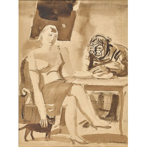 MAURICE BARRAUD : Frau und Mann am Tisch (DOBIASCHOFSKY AUKTIONEN AG)