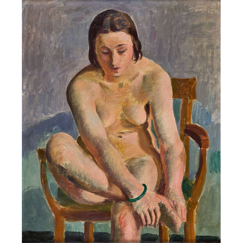 WILHELM GIMMI : 'Nu assis, bracelet vert' (DOBIASCHOFSKY AUKTIONEN AG)