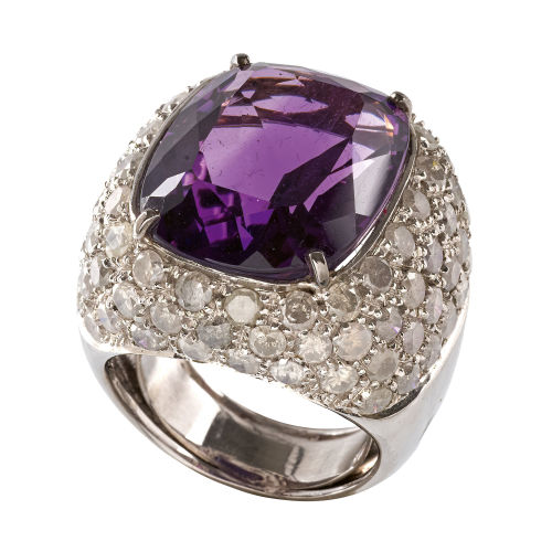 AMETHYST-DIAMANT-RING : T�nnler, Z�rich (DOBIASCHOFSKY AUKTIONEN AG)