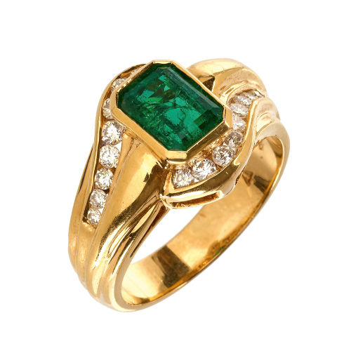 SMARAGD-BRILLANT-RING : T�nnler, Z�rich (DOBIASCHOFSKY AUKTIONEN AG)