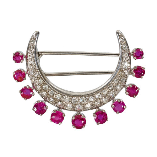 RUBIN-DIAMANT-BROSCHE : (DOBIASCHOFSKY AUKTIONEN AG)