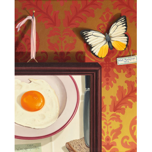MAX HEUBERGER : Schmetterling und Gem�lde an der Wand (DOBIASCHOFSKY AUKTIONEN AG)