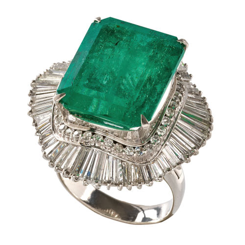 SMARAGD-DIAMANT-RING : (DOBIASCHOFSKY AUKTIONEN AG)