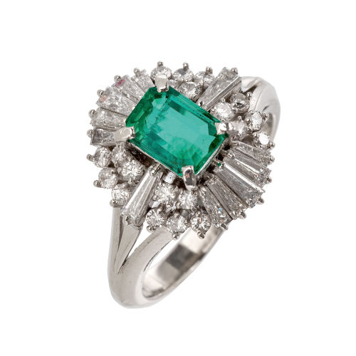 SMARAGD-DIAMANT-RING : (DOBIASCHOFSKY AUKTIONEN AG)