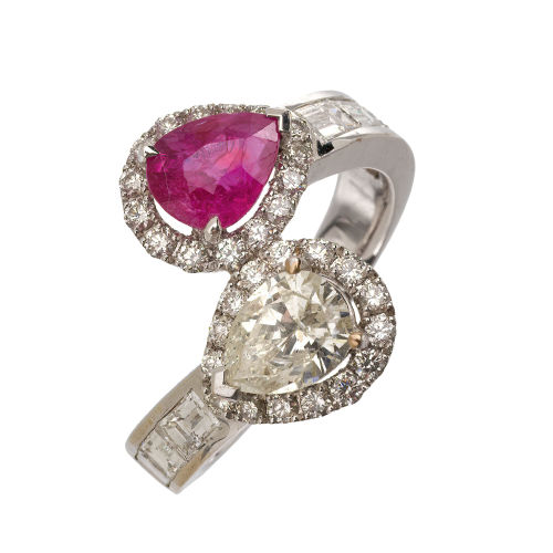 RUBIN-DIAMANT-RING : (DOBIASCHOFSKY AUKTIONEN AG)