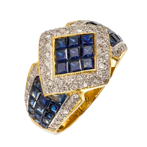 SAPHIR-BRILLANT-RING : (DOBIASCHOFSKY AUKTIONEN AG)