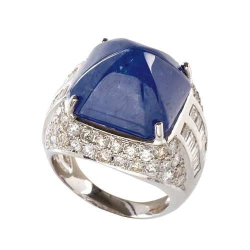 SAPHIR-DIAMANT-RING : (DOBIASCHOFSKY AUKTIONEN AG)