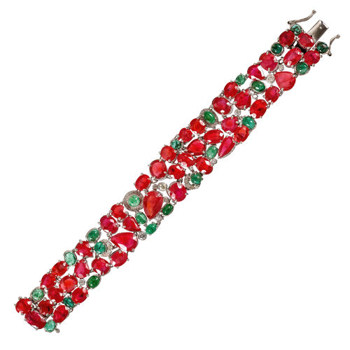 SAPHIR-SMARAGD-BRACELET : (DOBIASCHOFSKY AUKTIONEN AG)