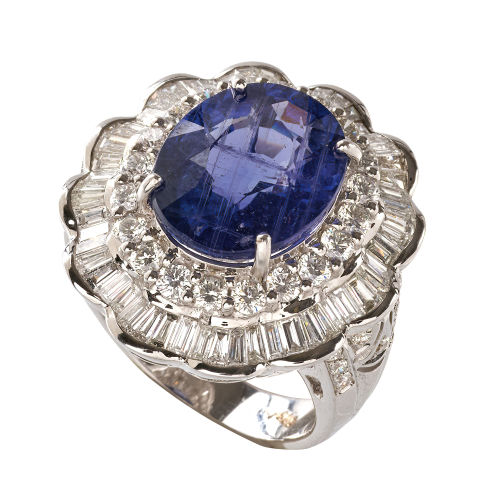 SAPHIR-DIAMANT-RING : (DOBIASCHOFSKY AUKTIONEN AG)
