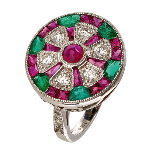 RUBIN-SMARAGD-BRILLANT-RING : (DOBIASCHOFSKY AUKTIONEN AG)