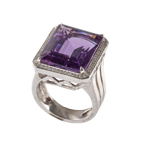 AMETHYST-DIAMANT-RING : (DOBIASCHOFSKY AUKTIONEN AG)