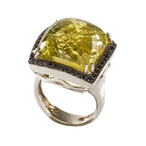 LEMONQUARZ-DIAMANT-RING : (DOBIASCHOFSKY AUKTIONEN AG)