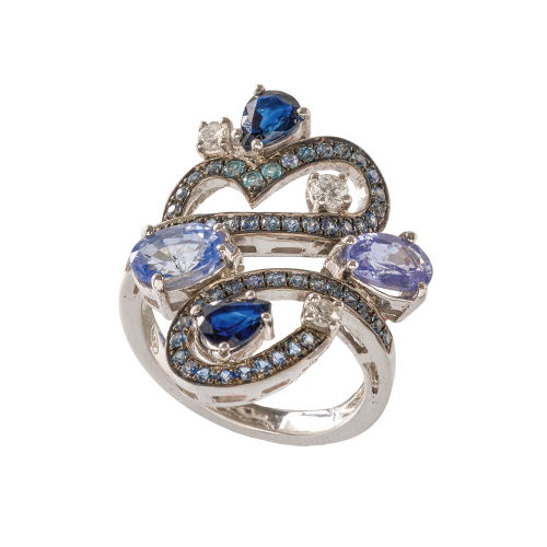 SAPHIR-DIAMANT-RING : (DOBIASCHOFSKY AUKTIONEN AG)